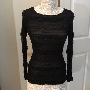 GREAT condition MSSP shear and embroidery long sleeve top size XS black color